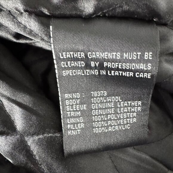 Kirkland Signature Varsity Jacket Mens 2XL Black Wool Leather Preppy CJ-1985 - Picture 9 of 12